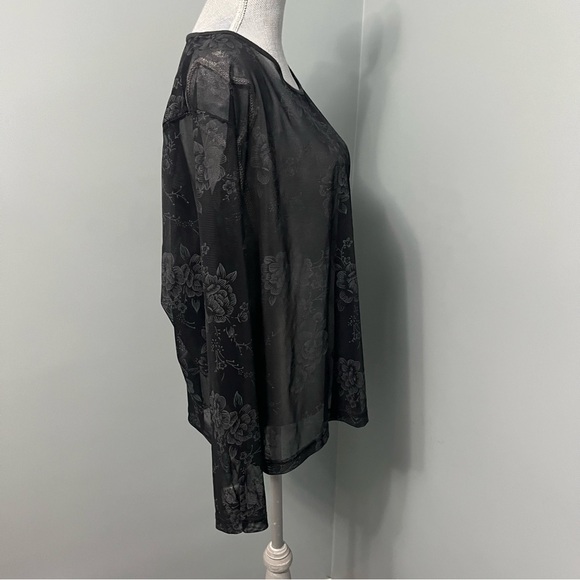 PENNINGTONS Plus size Black Sheer Floral print Top size 2X - Picture 7 of 9
